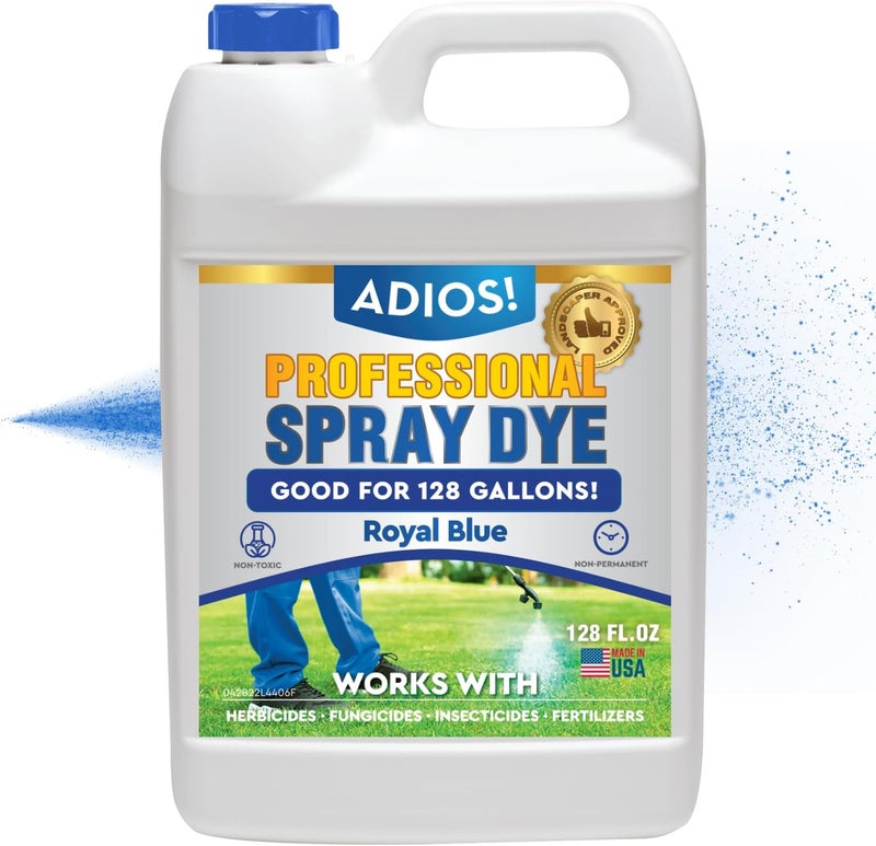 ADIOS! Professional Blue Spray Dye Marker, (1 Gallon), Makes 250 Gallons Indicator for Grass and Lawn Care, Safe for Mixing - Image 1